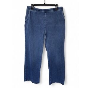 L.L.Bean Knit Denim Pull On Jeans Womens Large Petite Elastic Waist Large Petite